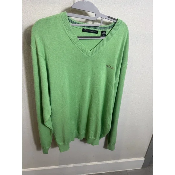 Greg Norman Med Pull Over Golf Sweater Long Sleeve V Neck light green XL - Picture 1 of 11